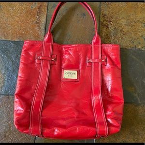 Red Guess Tote Bag